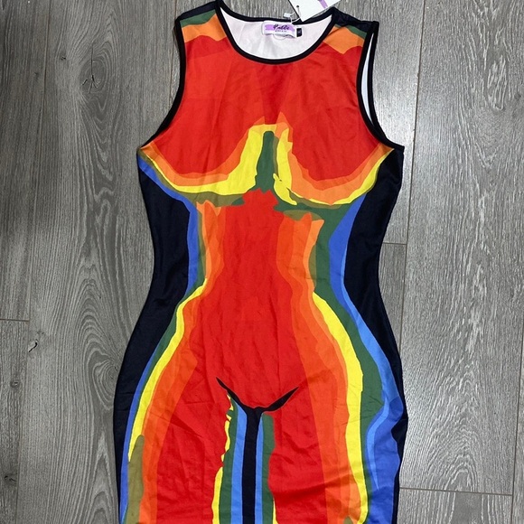 IBADDIE Multi Colour Body Print Dress - Picture 1 of 3